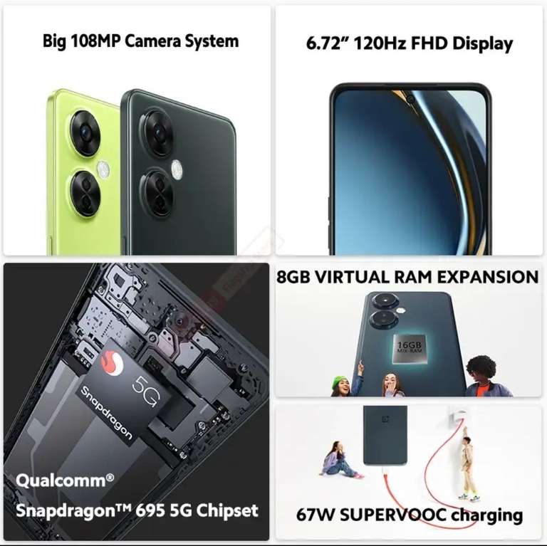 Смартфон OnePlus Nord CE 3 Lite 5G 8+256GB, 2 цвета