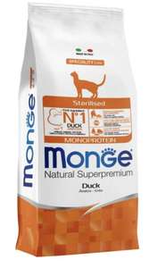 Сухой корм для кошек Monge Monoprotein Sterilised, для стерилизованных, утка, 10кг