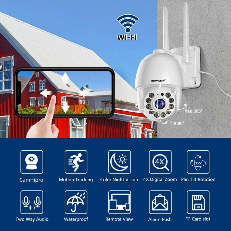 Уличная IP-камера наблюдения BOAVISION c Wi-Fi Full HD