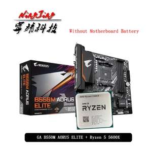 Комплект из материнской платы AMD Ryzen 5 5600X и AORUS B550M ELITE (через QIWI 17.407₽)