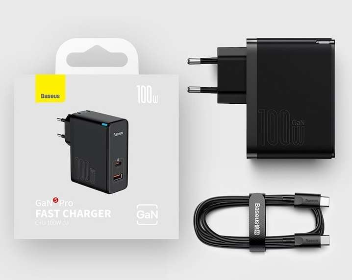 Сетевая зарядка Baseus GaN5 Pro Fast Charger 100W с кабелем Type-C 1м (с WB кошельком)