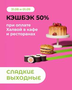 Возврат 50% за одну покупку в рассрочку от 1000 рублей в категории «Кафе и рестораны», но не более 500 баллов.