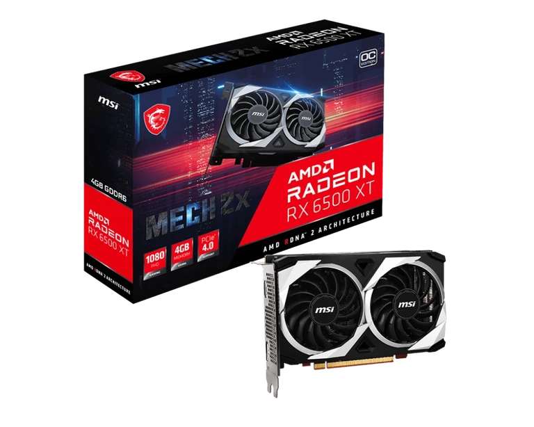 Видеокарта MSI AMD Radeon RX 6500 XT MECH 2X OC, 4 Гб, черная