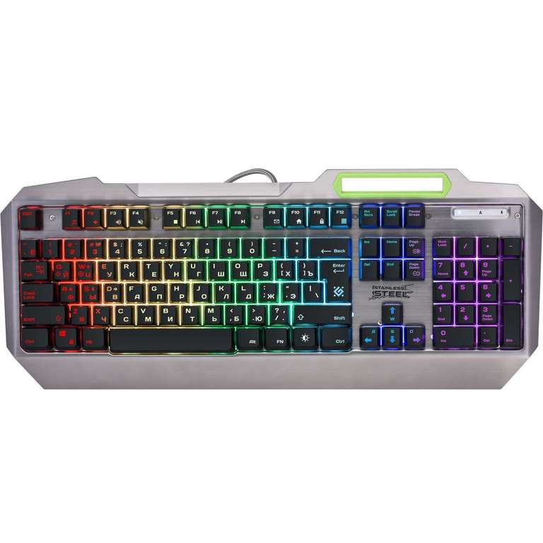 Игровая клавиатура Defender Stainless Steel GK-150DL RU (мембранная, 104 клавиши, RGB подсветка)