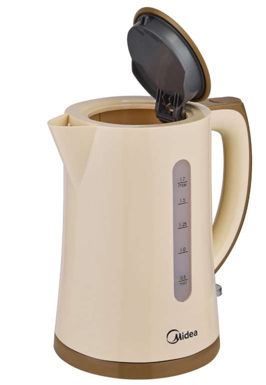 Чайник электрический Midea MK-8091, 2200 Вт, 1.7 л, индикатор уровня воды, фильтр от накипи, цвет слоновая кость (цена по Ozon карте)