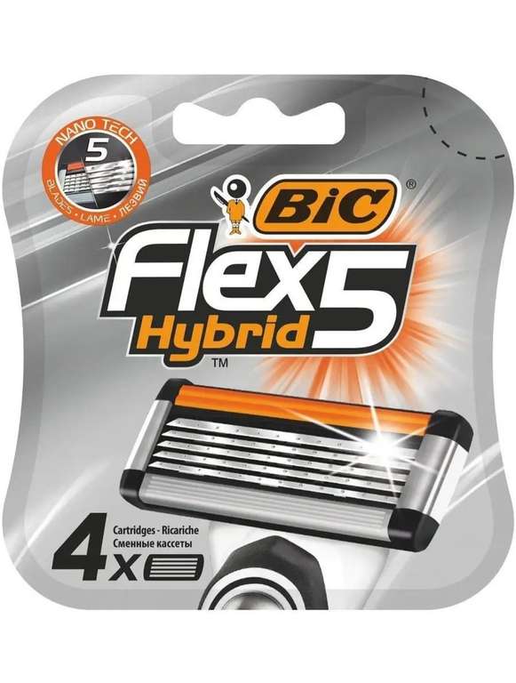 Сменные кассеты для станка Bic flex 5 hubrid 4шт.