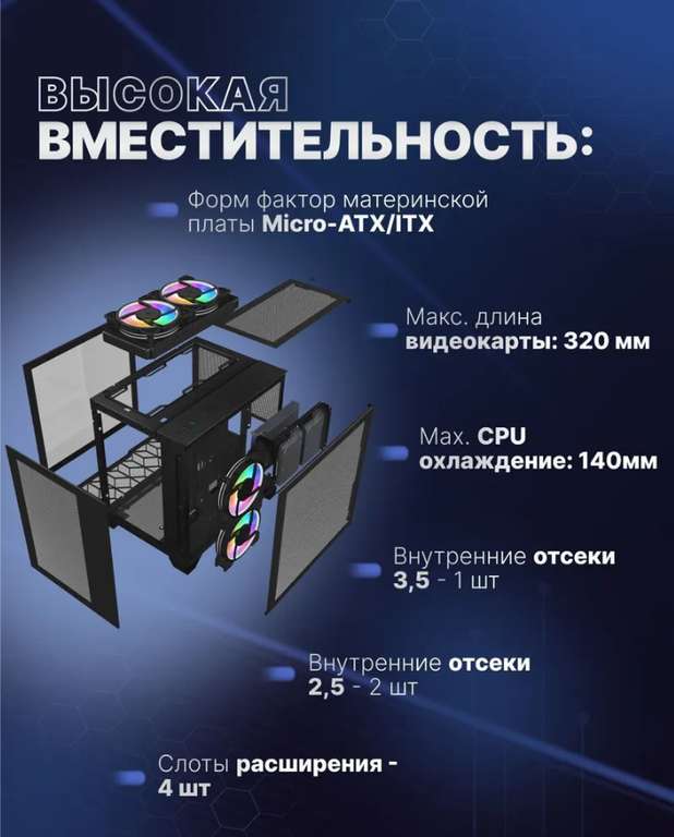 Компьютерный корпус Prime Box Predator V4 + 4xFan ARGB +закаленное стекло (4801₽ с ОЗОН картой)