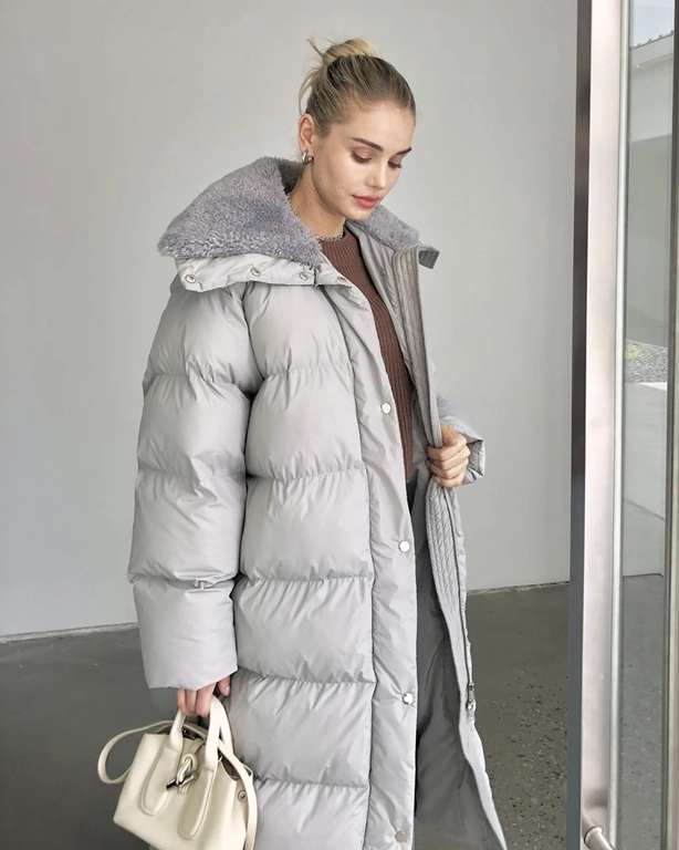 Женское зимнее пальто с меховым воротником (рр S, M), 3 цвета