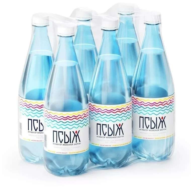Вода минеральная Псыж газированная, ПЭТ, 6 шт. по 1 л