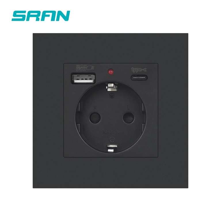 Европейская розетка SRAN (USB-A + Type-C / 2хUSB-A)