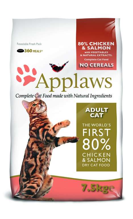 Корм Applaws беззерновой для кошек "Курица и Лосось/Овощи: 80/20%", 7,5 кг