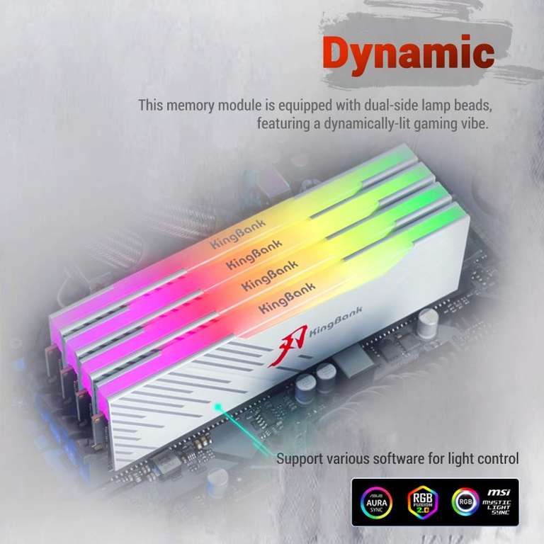 Оперативная память KingBank DDR5 RGB память 6400 МГц 2x16gb