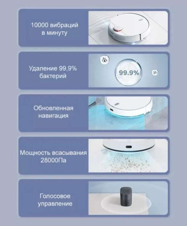 Робот-пылесос Xiaomi Mijia Robot Vacuum-Mop 2 MJST1S CN, white (сухая+влажная уборка), доставка из-за рубежа