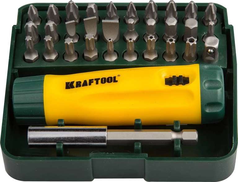 Набор: реверсивная отвертка с насадками Kraftool Mini-Box-32 32 шт, 26142-H32