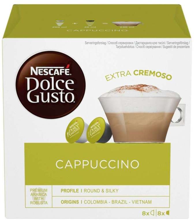 Кофе в капсулах Nescafe Dolce Gusto Cappuccino, 16 капсул х 5 уп. (271₽ за уп. по акции 5=4)