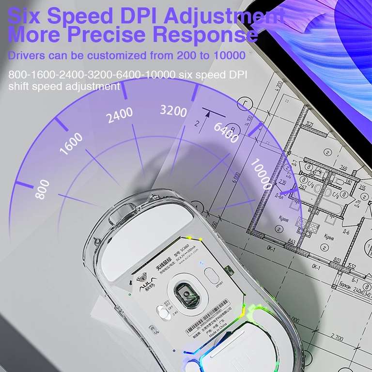 Мышь компьютерная Aula SC660 (провод, 2.4G, BT, 10000 dpi)