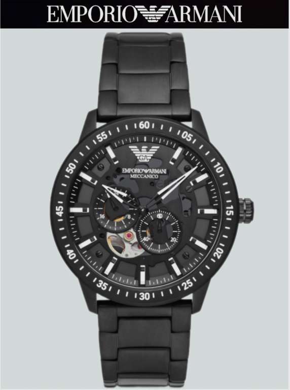 Мужские часы черные Emporio Armani механические стальные (цена с ozon картой)