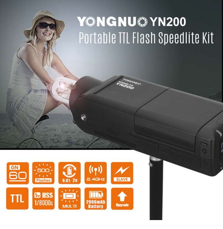 Yongnuo YN200 портативная TTL карманная уличная вспышка мощностью 200 Вт GN60