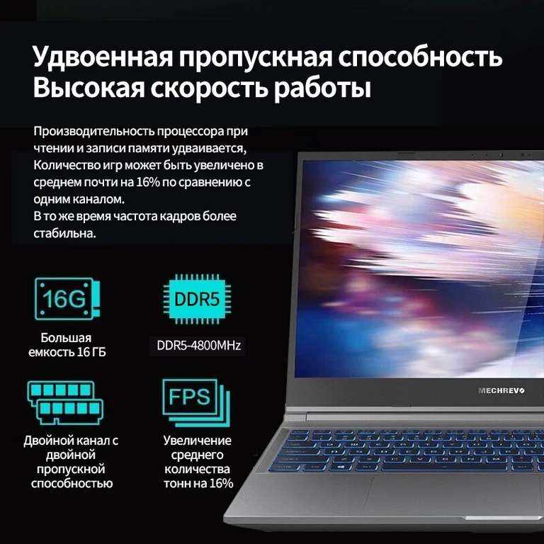 15,6" Ноутбук MECHREVO Dragon 15K R5 6600H RTX4050 16GB DDR5 FHD