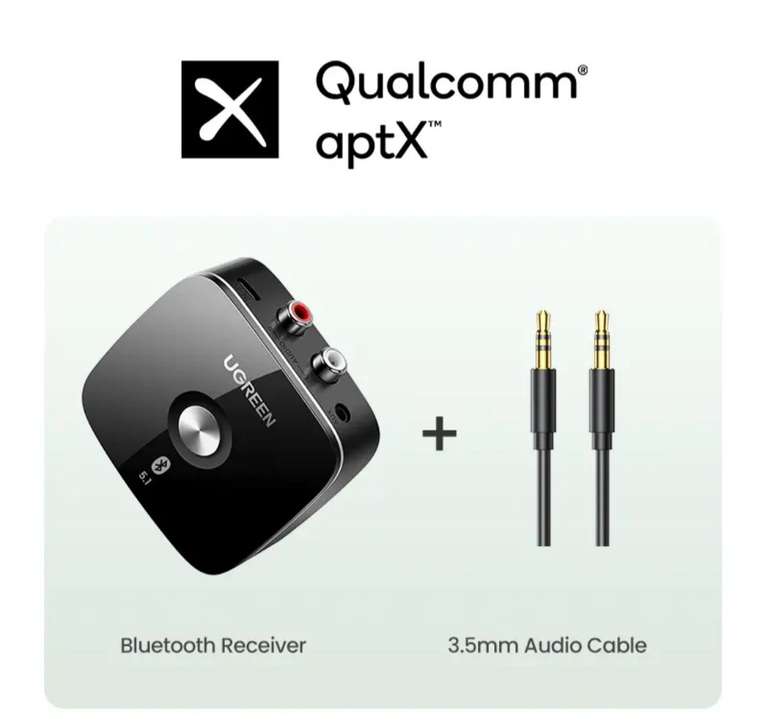 Адаптер UGREEN Bluetooth - RCA с поддержкой aptX