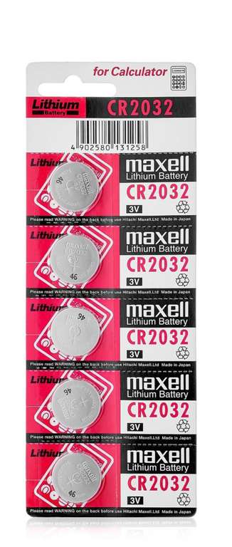 Батарейка литиевая Maxell CR-2032, 5шт (133₽ при оплате через СБП)