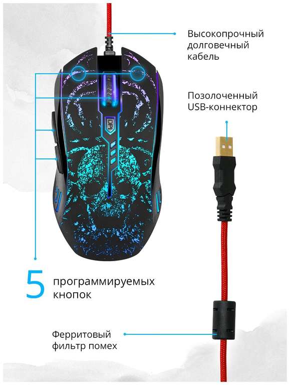 Комплект мышь + гарнитура + коврик Defender Nemesida MHP-128