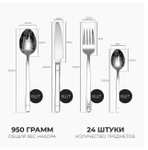 [Москва] Набор столовых приборов SXLT Company на 6 персон из нержавеющей стали, 24 предмета