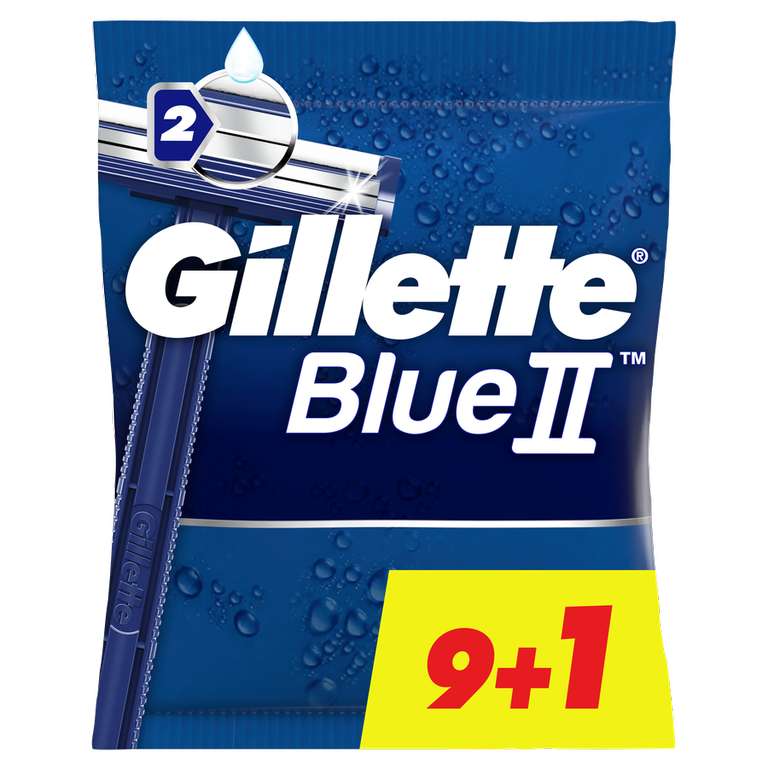 Одноразовый бритвенный станок Gillette Blue II 9+1, синий, 10 шт.