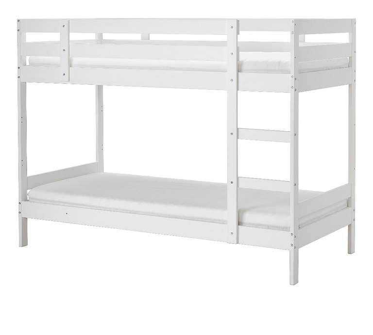 Двухъярусная кровать ИКЕА МИДАЛ, размер (ДхШ): 196х104 см, спальное место (ДхШ): 189х97 см, цвет: белый