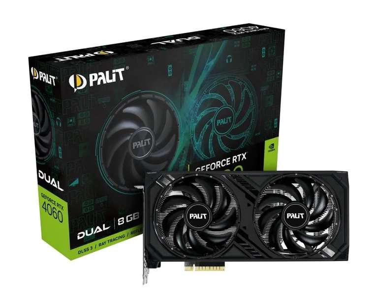 Видеокарта Palit GeForce RTX 4060 Dual 8 ГБ (NE64060019P1-1070D) (цена с ozon картой)