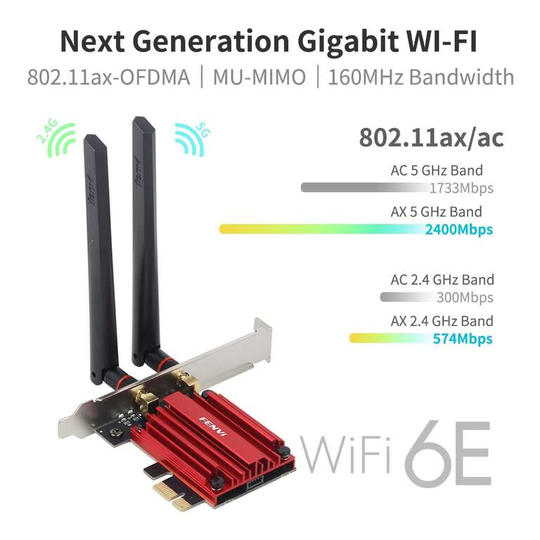 Wi-Fi 6E AX210, 5374 Мбит/с, три диапазона, 2,4G/5G/6 ГГц, беспроводной PCI-E адаптер, совместимый с Bluetooth 5,2, сетевая Wi-Fi
