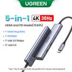 UGREEN USB концентратор 5 в 1 (хаб), USB 3.0, HDMI, PD