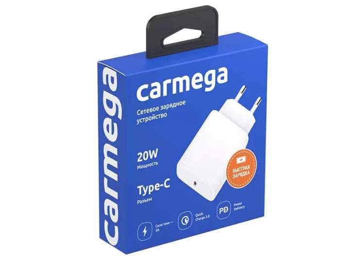 Сетевое зарядное устройство Carmega Type-C 20W White (с бонусами 222₽)
