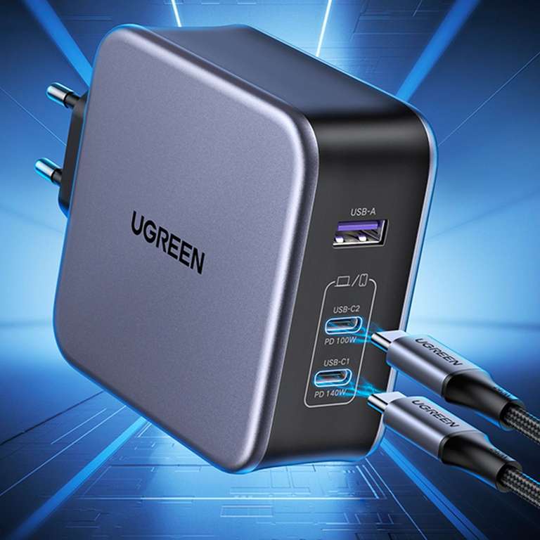 Сетевое зарядное устройство с кабелем uGreen CD289 140W + возврат 50% баллами