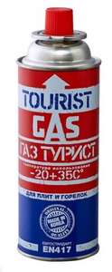 Газовый баллон TOURIST TB-220 (изобутан, пропан, бутан, 220 г., цанговое соединение, пр-во Южная Корея)