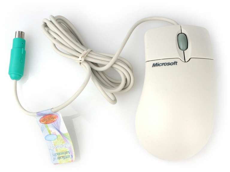 Мышь шариковая Microsoft Intellimouse, PS/2, с колесом, OEM, Мексика, белая