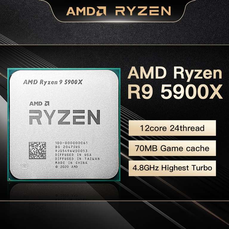 Процессор AMD Ryzen 9 5900X (3,7 ГГц 12-ядерный 24-поточный процессор AM4 New)