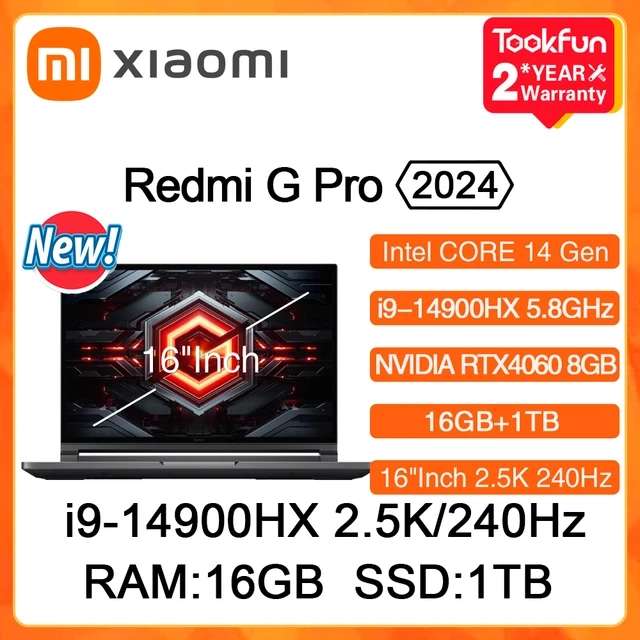 Игровой ноутбук XIAOMI Redmi G Pro Intel Core i9-14900HX NVIDIA Geforce RTX 4060 16" 2,5K 240 Гц, 16 ГБ, 1 ТБ,