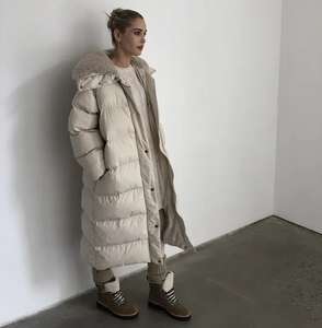 Женское зимнее пальто с меховым воротником (рр S, M), 3 цвета