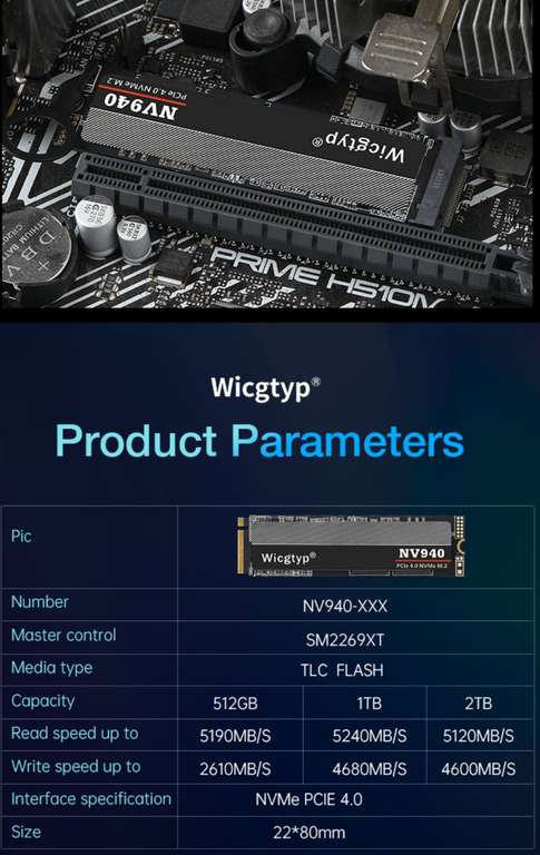 SSD Wicgtyp NV940 2Tb, m.2 nvme pcie 4.0x4
