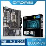 Материнская плата Onda B660-VH D4 Intel LGA1700 поддержка 12 поколения DDR4 64 Гб M.2 NVME SATA3 USB3.0 WIFI Поддержка s CPU 12400F/12700
