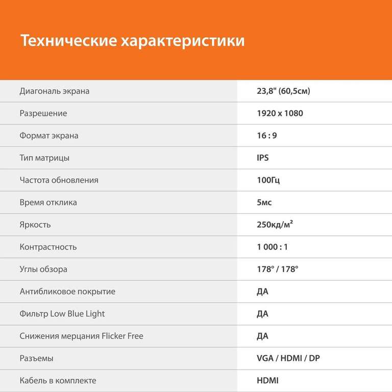 Монитор Sunwind SM-24FI221 23.8" FullHD 100 Гц IPS (возврат бонусами ~54%)