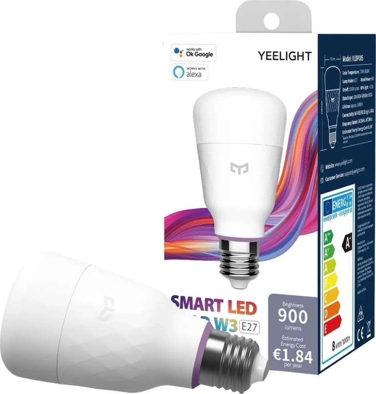 Цветная умная LED-лампочка Yeelight Smart LED Bulb W3 (при оплате картой OZON)