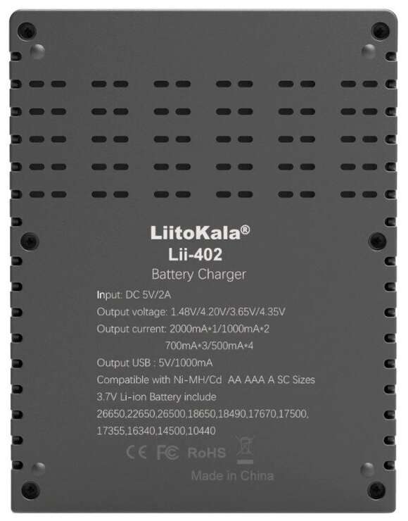 LiitoKala Lii-402 - умное зарядное устройство на 4 АКБ