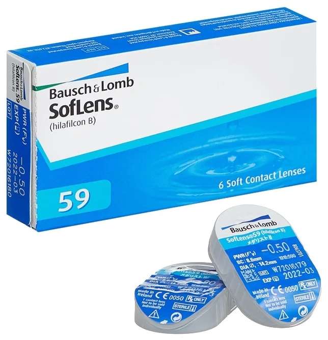 Контактные линзы Bausch & Lomb SofLens 59, 6 шт., R 8,6, D -1,75 (цена зависит от города)