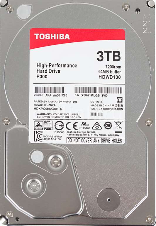 [МСК, возм., и др.] Жесткий диск Toshiba P300 3 ТБ с технологией записи CMR