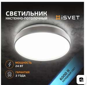 Светодиодный настенно-потолочный светильник iSVET 24Вт круглый накладной