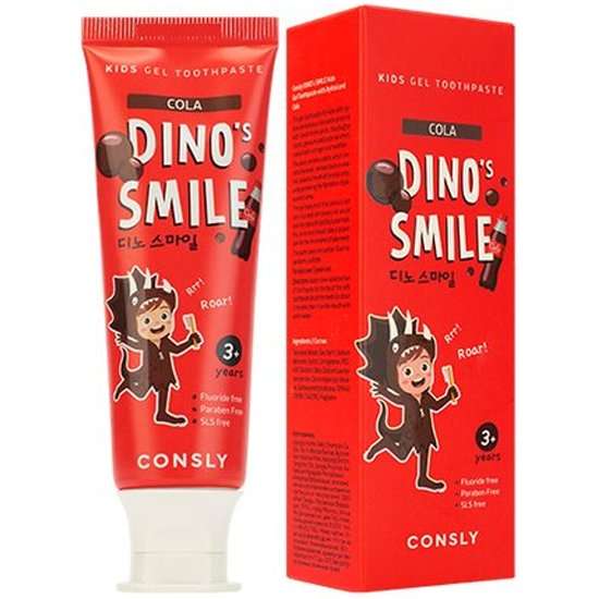 Детская гелевая зубная паста Consly Dino's smile c ксилитом и вкусом пломбира, 60 г (+ другие вкусы в описании)