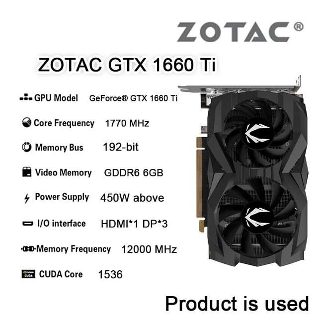 Видеокарта ZOTAC GAMING GTX 1660 Ti 6G Б/У