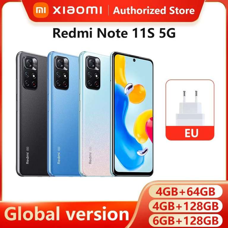 Телефон Xiaomi Redmi note 11s 5g 4/64 global (при оплате через Qiwi ~11419₽)